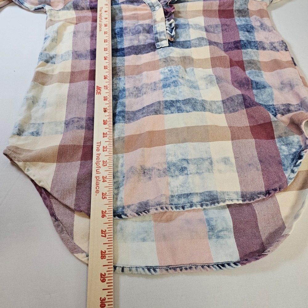 Isabella Sinclair for Anthropologie XS Plaid Shirt Blouse Ruffled 100% Cotton - Picture 6 of 7